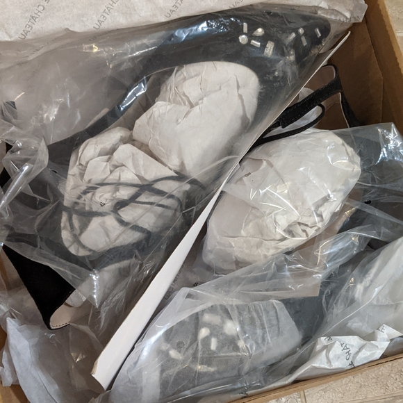 Brand new crystal black suede kitten heel pointed toe sandal 7.5 - Picture 3 of 6